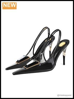 Jelly Slingback Heels Pointed Toe Stiletto Rhinestone Pumps